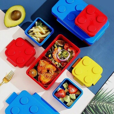 Portable Sealed Lunch Box Color Building Blocks Splicing Children's Students
