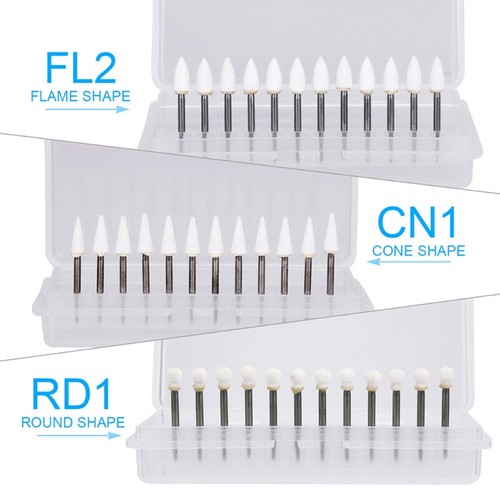 Dental Flame/Cone/Round White Stone Polishing FG Burs Aluminum Oxide Bur