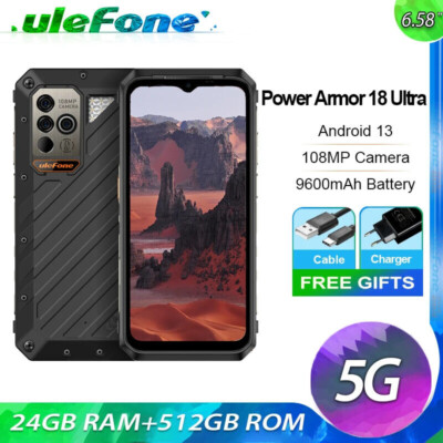 Ulefone Power Armor 18 Ultra 5G,24GB RAM+512GB ROM,Android 13 108MP,9600 mAh,66W