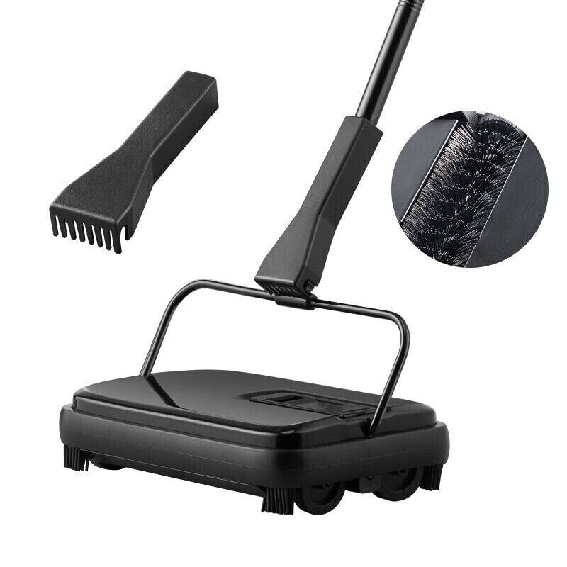 7.87 in Carpet Sweeper Manual, Sweeping Paths Non Electric with Horsehair