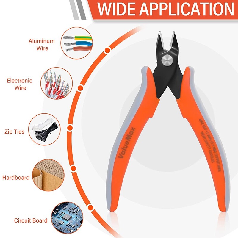 ValueMax 3PCS 5" Flush Wire Cutter Precision Micro Cutter Anti-Slip Flush Pliers