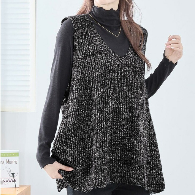 Damen V-Ausschnitt Weste Gestrickt Ärmellos Pullover Tank Top S-5XL