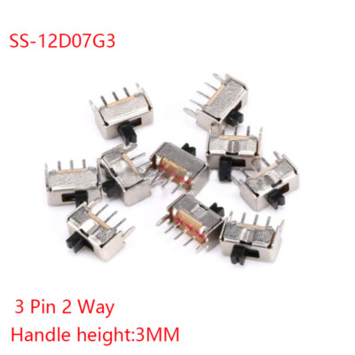 SS-12D07G3 Small Slide Switch 3 Pin 2 Way Handle 3mm Toggle Switches 1P2T SPDT