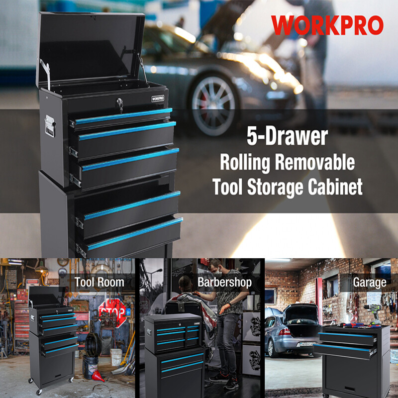 5-Drawer Rolling Tool Chest Sliding Metal Drawer Rolling Tool Storage Cabinet