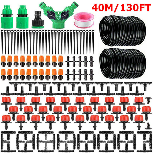 130FT Plant Garden Drip Irrigation System Hose Spray Waterin