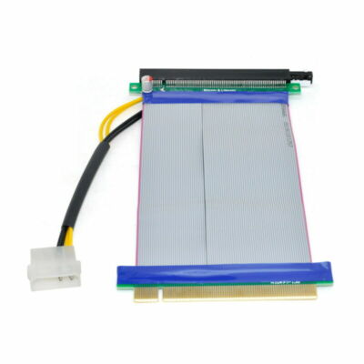 PCI-E Express 16X to 16x Riser Extender Card with Molex IDE Power & Ribbon Cable