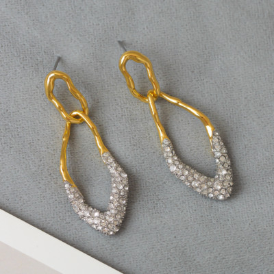 Alexis Bittar gold-plated copper two-color full Stone Gitter earrings