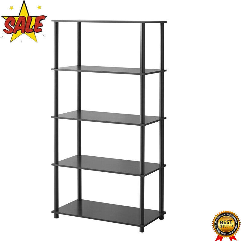 5 Shelf Storage Bookcase Shelves Shelving Organize Living Room Kitchen Black New