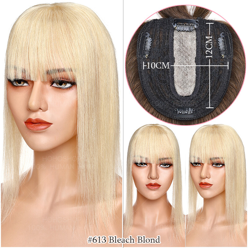 Clip in Hairpiece 100 Real Remy Human Hair Topper Toupee Top Silk MONO