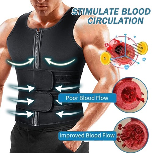 Men Sauna Suit Sweat Vest Waist Trainer Neoprene Shirt Weight Loss Body Shaper