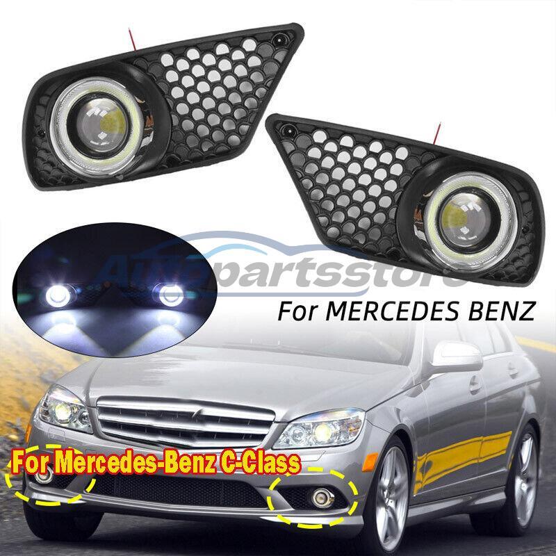 Fog Light Trim Set For 2008-2011 Mercedes C300 With Sport Package - Textured Black, Pair