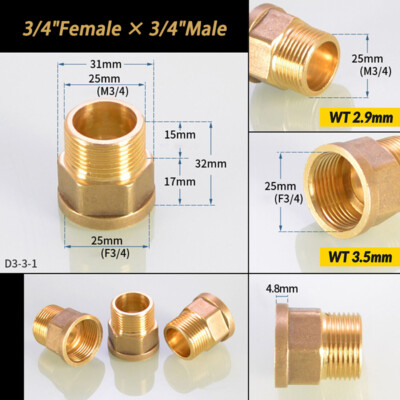 1/8'' 1/4'' 3/8'' 1/2'' 3/4'' 1'' Female To Male BSP Connector Brass Reducing Adaptor