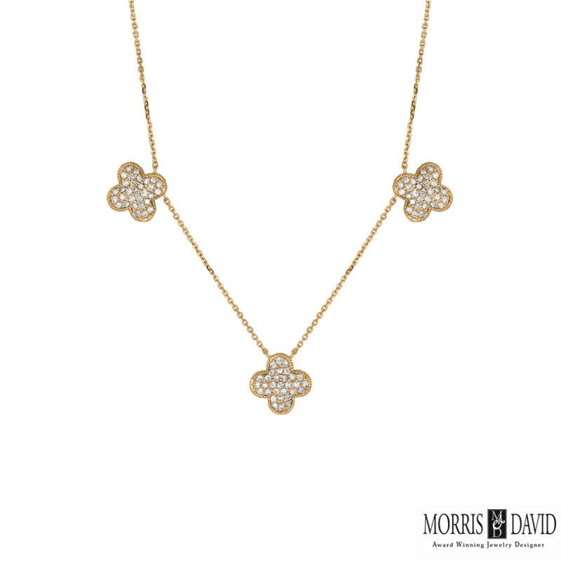 Pre-owned Morris 1.01 Carat Natural Diamond Floral Necklace 14k White Gold Si 18 Inches