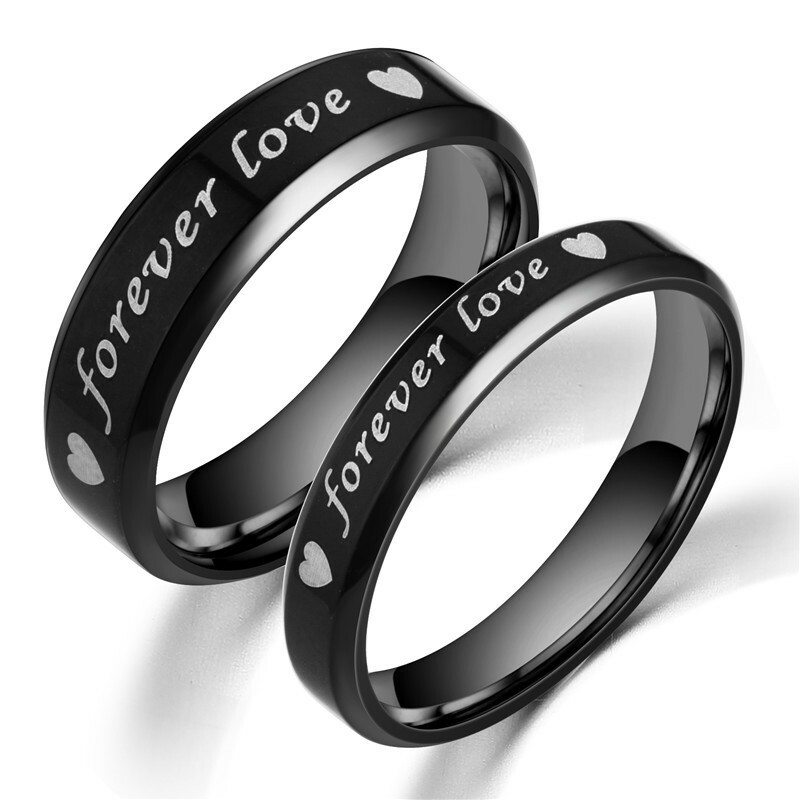 Us Couple Forever Love Ring Set Stainless Steel Wedding Promise