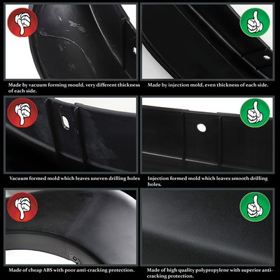 Fits 2005-2011 Toyota Tacoma 6' Smooth Pocket Rivet Style Bolt On Fender Flares