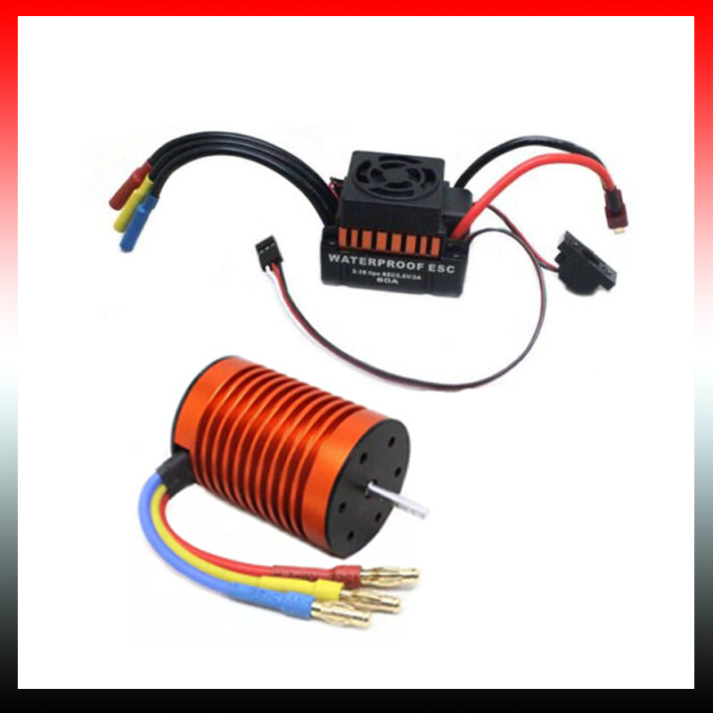 9t 4370kv Brushless Motor And 60a Esc Speed Controller Combo Set For 1:10 Rc Car