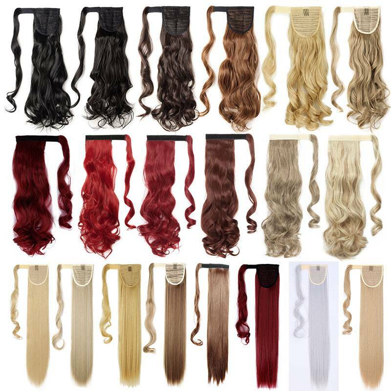 Hair ponytail Clip In as Real Human Hair Extensions Wrap Around Pony Tail US