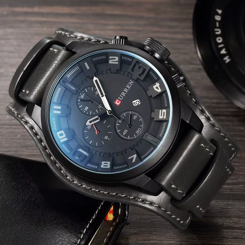 New Watches  Luxury Brand Men Watch Leather Strap Fashion Quartz-Watch Casual Sp