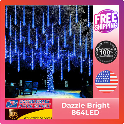 Dazzle Bright 864LED Christmas Light, Meteor Shower Rain Lights 11.8 Inch 24 ...