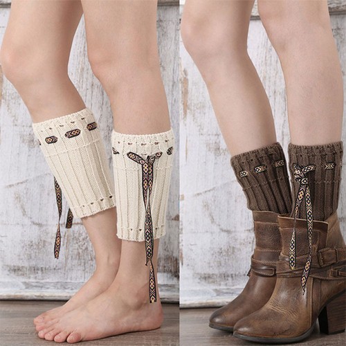 Damen Fashion Strick Lace Legwarmers Bootcuffs Toppers Boot Socks