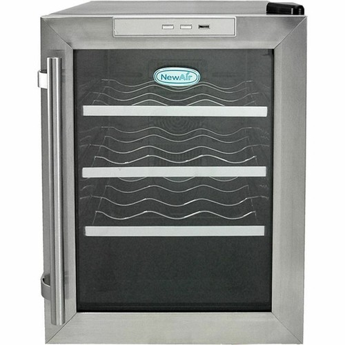 Stainless Steel 12 Bottle Thermoelectric Wine Cooler, Blue LED Countertop Fridge