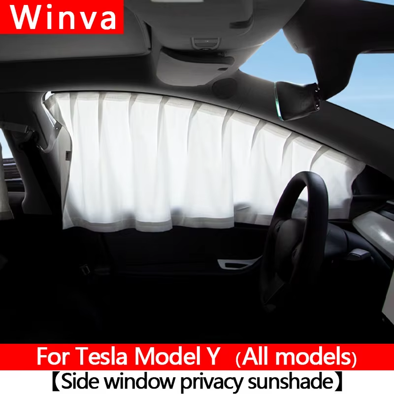 For Tesla Model Y 2020-2025 ice crystals Side Window Privacy Trim Sunshade Car F