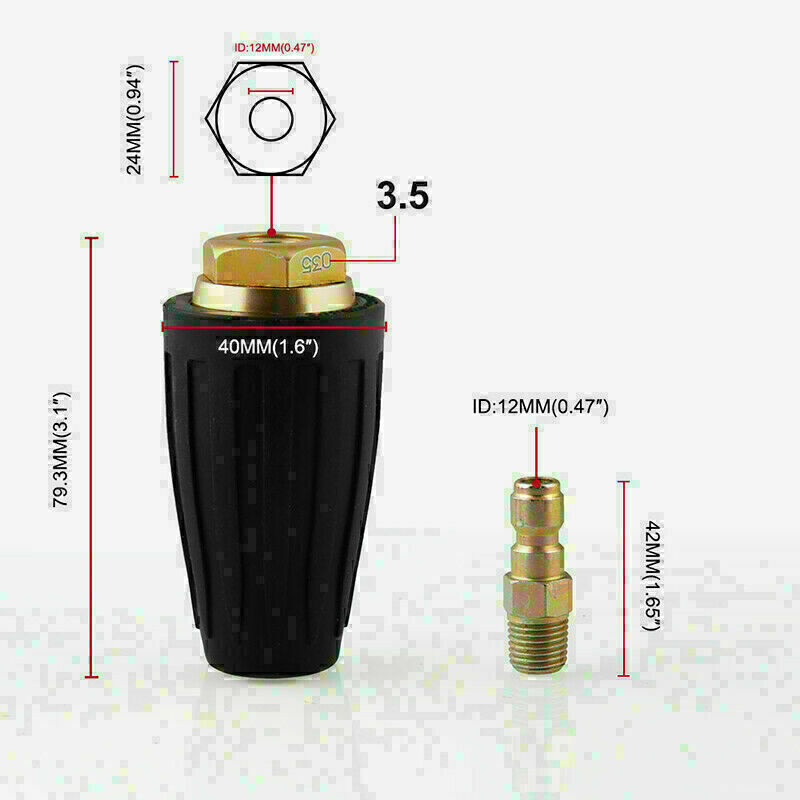 1/4" High Power Pressure Washer Rotating Turbo Nozzle Spray Tip 2.5-4GPM 3000PSI