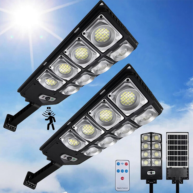 2PK Commercial 1000000LM  Outdoor Dusk to Dawn Solar Street Light Road Area Lamp