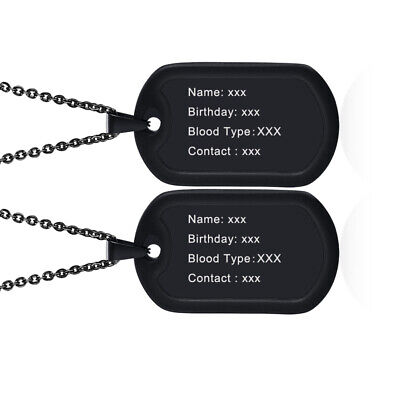 Personalized ID Name Military Dog Tags w/ Silicone Silencer Men Necklace Pendant