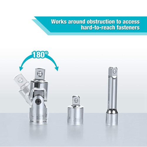 DURATECH 22PC Drive Tool Accessory Set Socket Adapters Extension Bars Steel