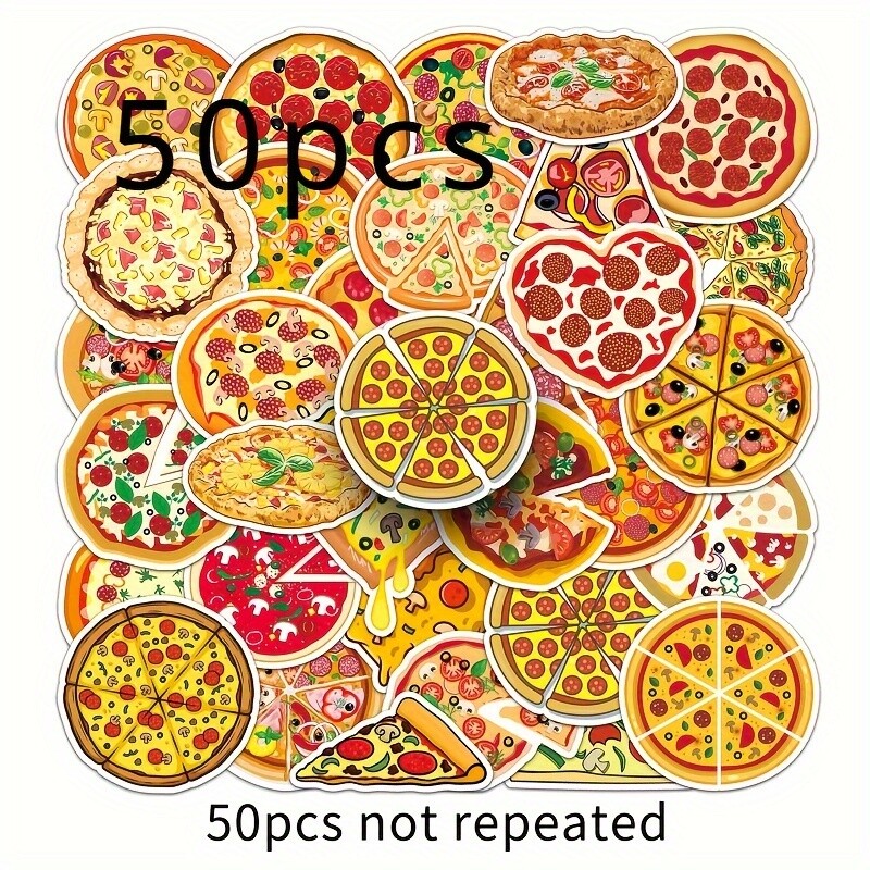 50pcs-pizza-cartoon-food-stickers-waterproof-diy-for-bottle-scrapbook-laptop