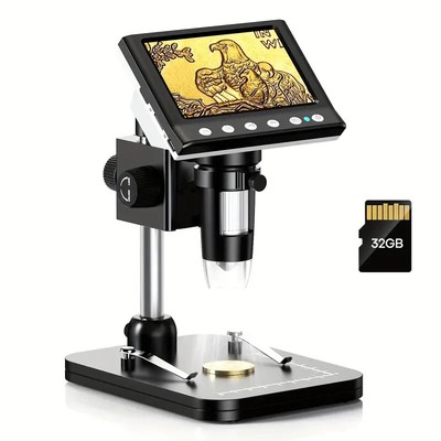 4.3'' IPS LCD Digital Microscope 1000X Magnification Microscope For Adults, Coin