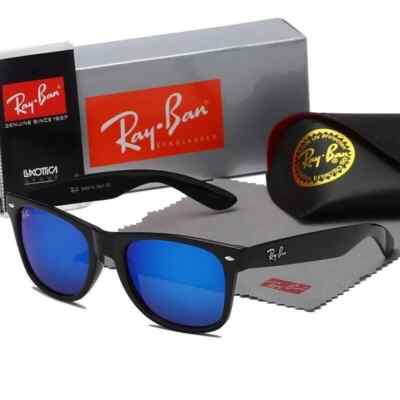 Unisex Adults 55-16 145mm Ray-Ban Justin RB4165 Men's Sunglasses - Black/Blue