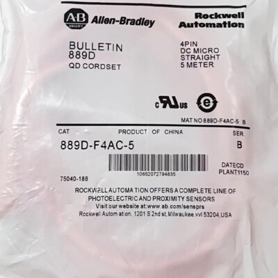 ALLEN BRADLEY 889D-F4AC-5 SER B 4-PIN MICRO STR 5M CORD-US
