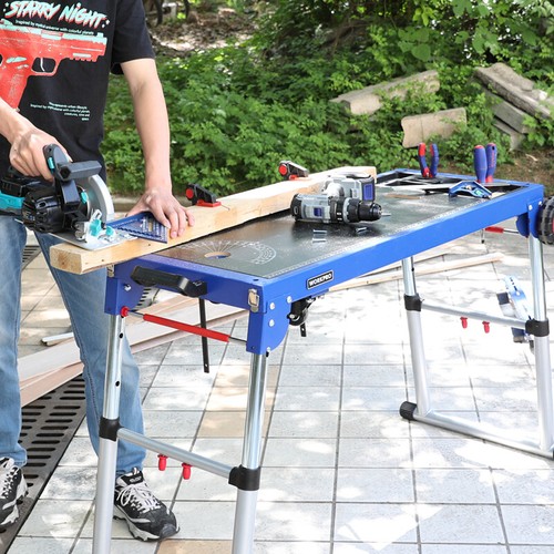 WORKPRO 5-in-1 42" Portable Rolling Miter Saw Stand Workbench Folding Work Table