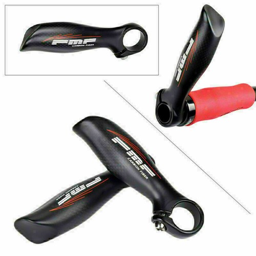 3K Carbon Fiber MTB Road Bike Handlebar Ergonomic End Bar Bicycle Bar Ends Pair