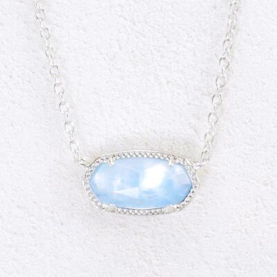NWOT Kendra Scott Elisa Sky Blue Illusion Short Necklace Silver Tone