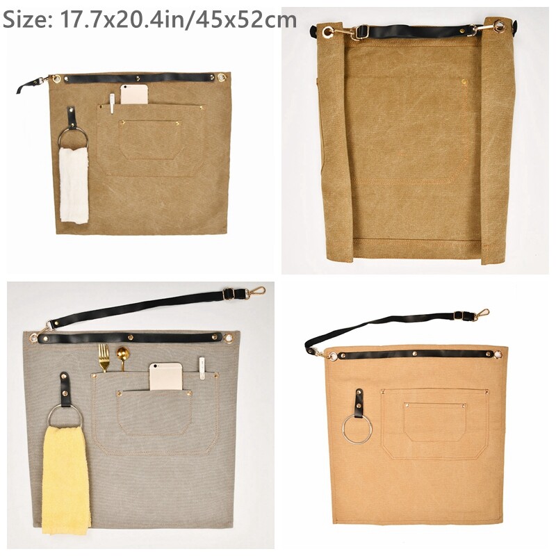 1X Chef Barista Pocket Canvas Delapron Groppiera In Pelle Corto Per Ristorante
