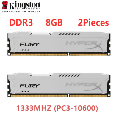KINGSTON HyperX FURY DDR3 16GB 2x 8GB 1333 MHz PC3-10600 Desktop RAM Memory DIMM
