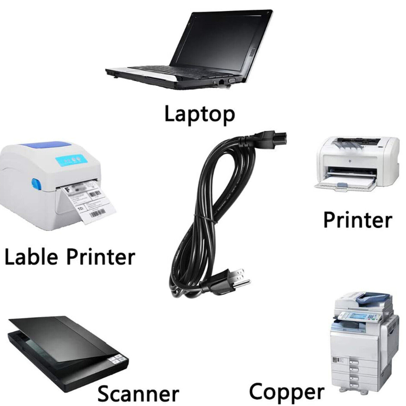 4 FT 3 Prong Universal AC Power Cord for HP Dell Lenovo Laptop TV Printer