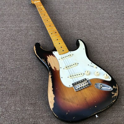 relic ST Electric Guitar Aged Hardware Sunburst Color Nitro Lacquer 3H Pickups