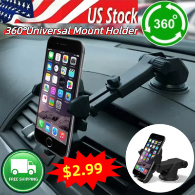 360° Universal Mount Holder Car Stand Windshield For Mobile Cell Phone GPS