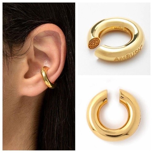 AMBUSH(アンブッシュ) SOLITALIE EARRING ゴールド AMBUSH Earrings Gold Plated Women Earring Carve Letter Logo