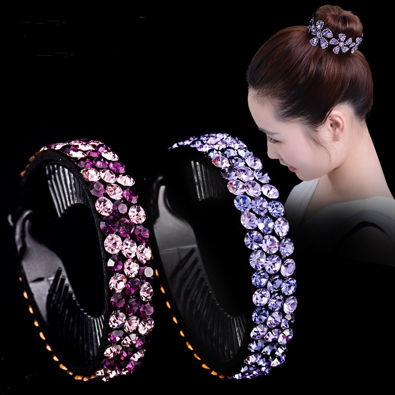 Women Crystal Flower Plastic Bun Maker Girls Hair Claw Ball Dish