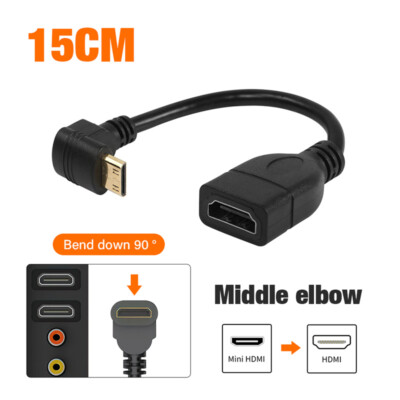 90 Degree Mini hdmi Male to HDMI Female Adapter Cable 1080P Full HD 3D Connector