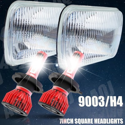 Pair 7x6'' 5x7'' LED Square Headlights Sequential Turn For Mitsubishi Mighty Max