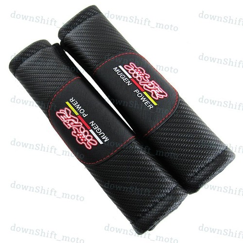 set of JDM MUGEN POWER Carbon Fiber Look Seat Belt Cover Shoulder Pads for HONDA