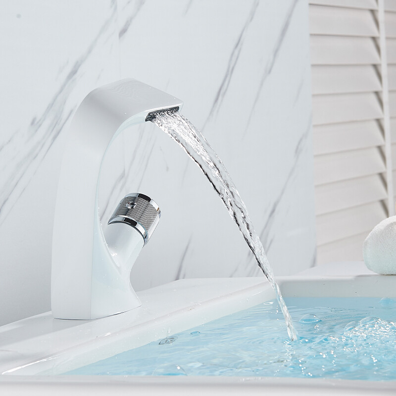 Waschtischarmatur Weiß Bad Wasserfall Wasserhahn Bad Waschbecken