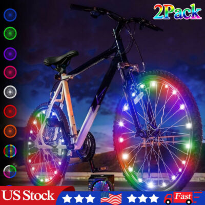 2-Tire Pack 7 Colors Bike Wheel Lights Waterproof LED Bicycle Spoke Night Riding