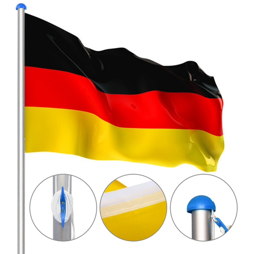 Fahnenmast Aluminium Fahnenmast 6,5m Flaggenmast Deutschland Fahne Flagge Alu